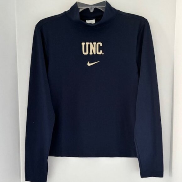 Nike UNC Carolina L Tar Heels Navy Long Sleeve Tight Fit Active Collegiate - Picture 1 of 6